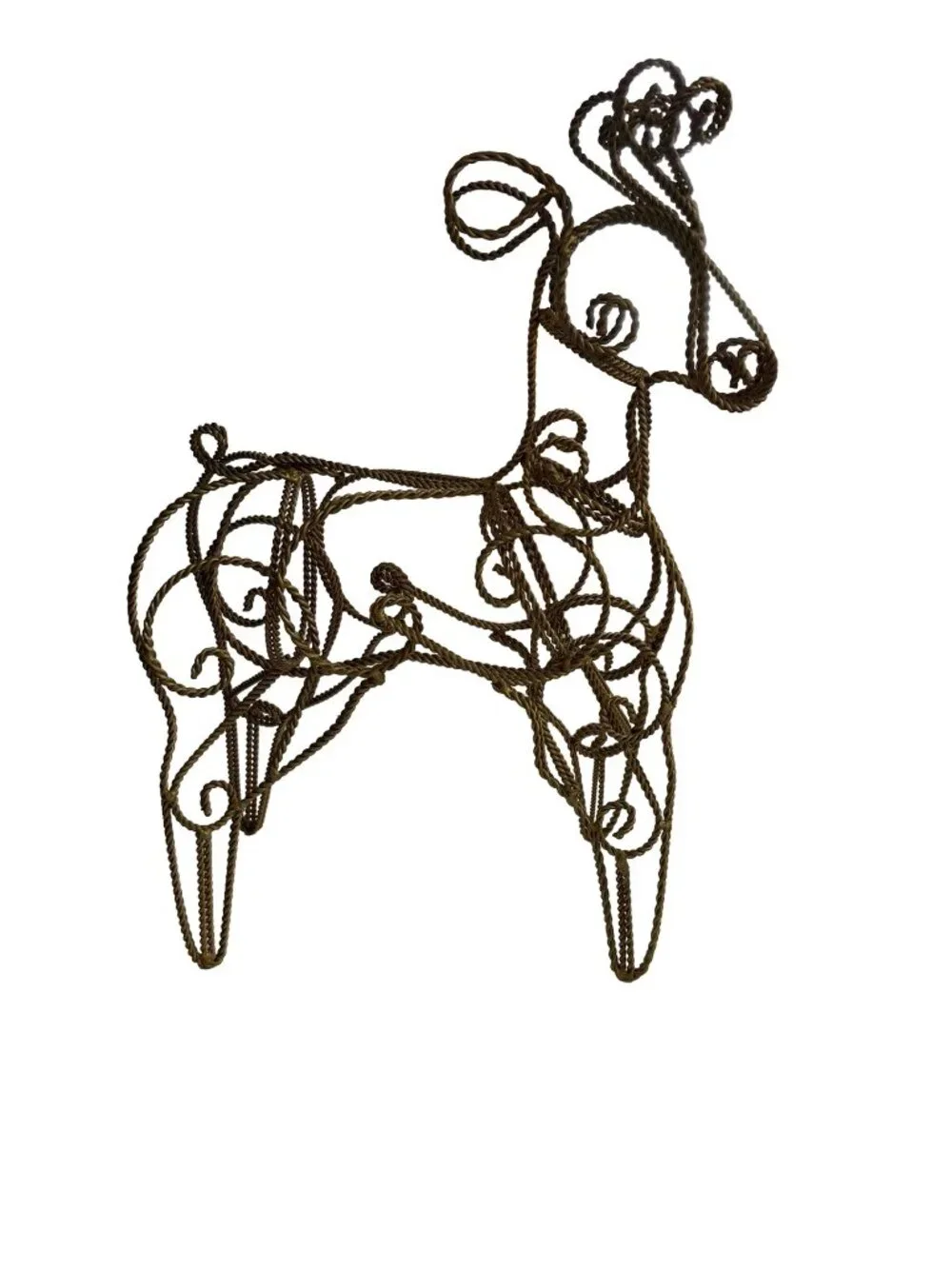 Rope Wire Reindeer Sculpture Figurine Rustic Metal Reindeer Holiday Decor